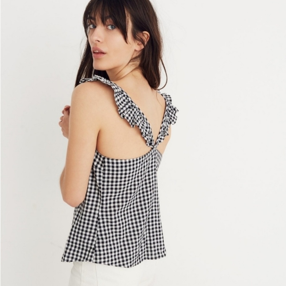 Madewell Gingham Check Ruffled Cami Tank top - Picture 2 of 2
